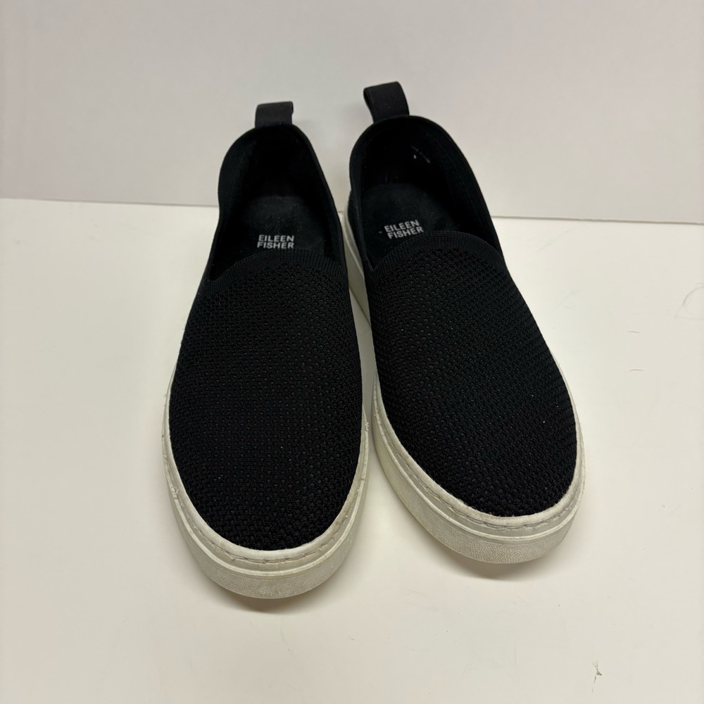 Eileen Fisher Black Slip-On Sneakers Textile Upper Size 10